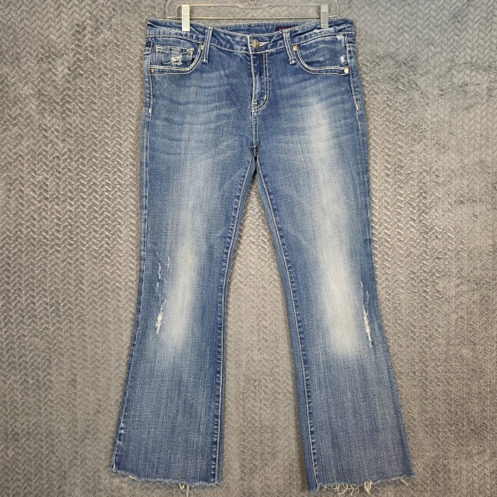 Vigoss Jeans Womens 11 Medium Wash Distressed Bootcut Flap Pocket P2189J LowRise
